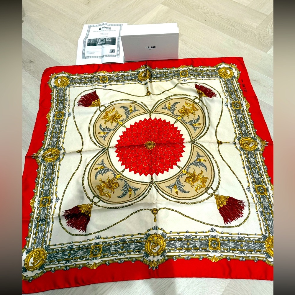 Celine Red and Gold Women's Scarf